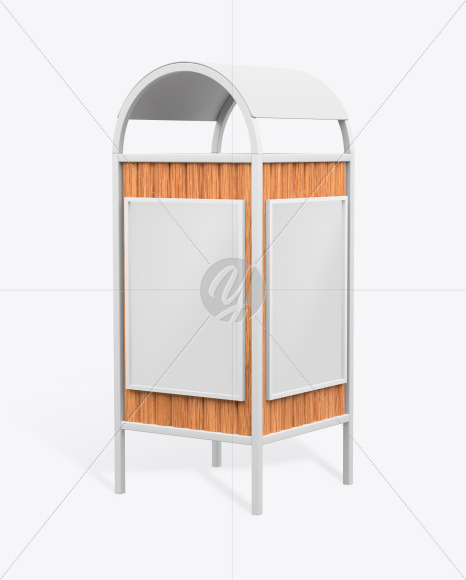 Advertising Rubbish Bin with Poster Mockup - Half Side View