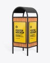 Advertising Rubbish Bin with Poster Mockup - Half Side View