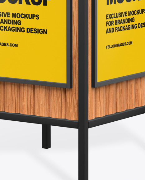 Advertising Rubbish Bin with Poster Mockup - Half Side View