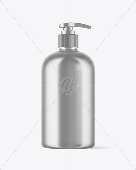 Metallic Bottle with Pump Mockup