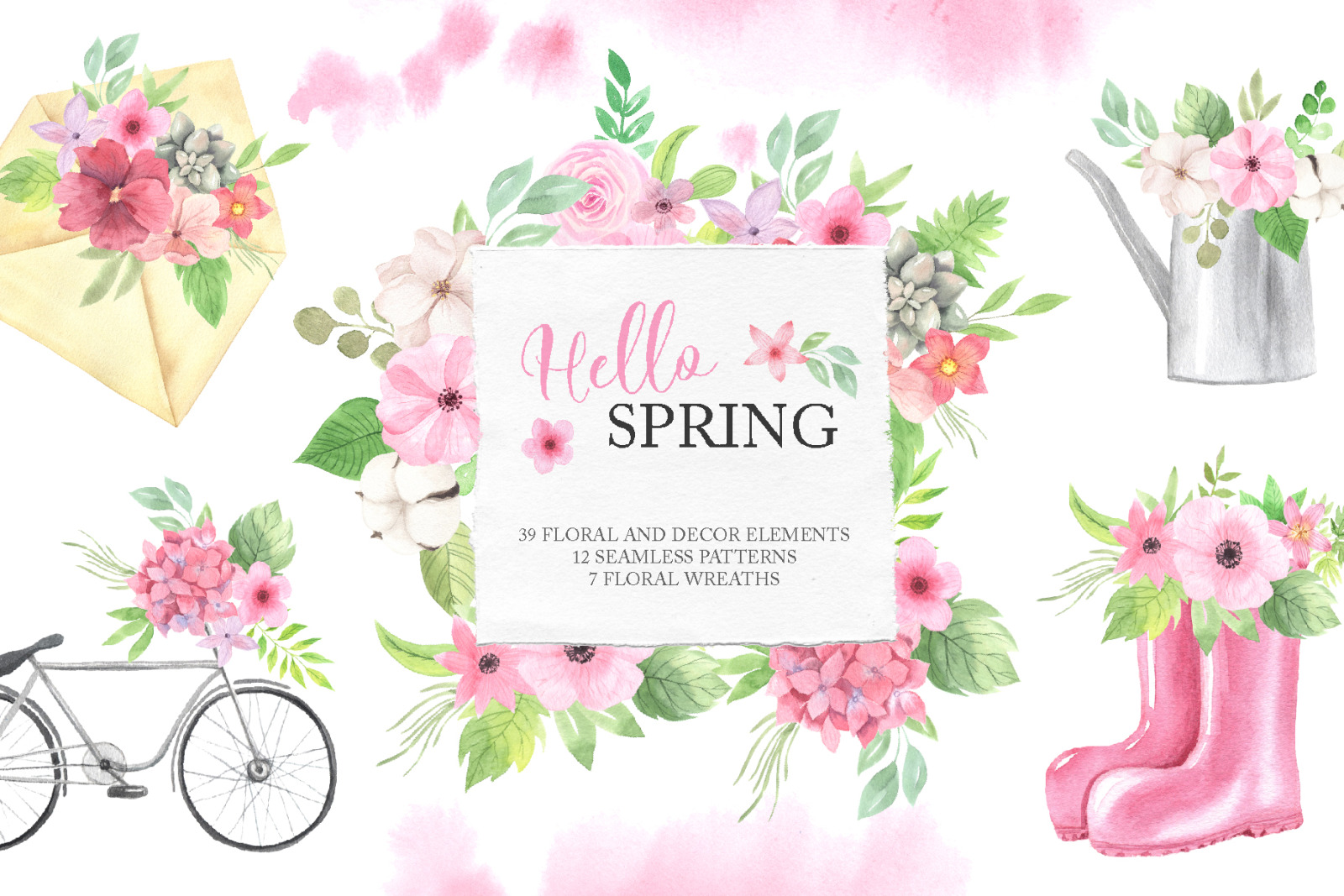 Watercolor Spring Floral Collection Watercolor Spring Floral Collection