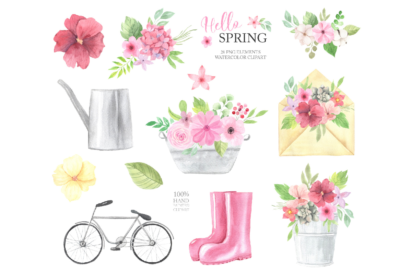 Watercolor Spring Floral Collection Watercolor Spring Floral Collection
