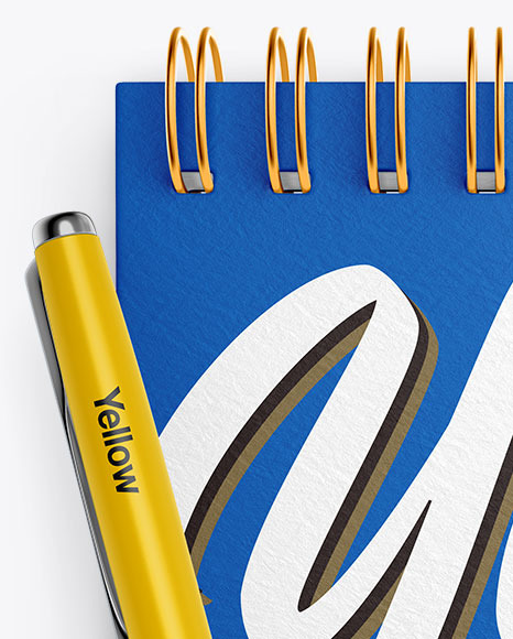 Textured Notebook Mockup With Pen