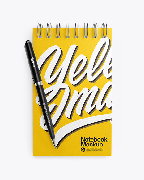 Textured Notebook Mockup With Pen