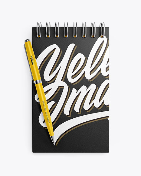 Textured Notebook Mockup With Pen