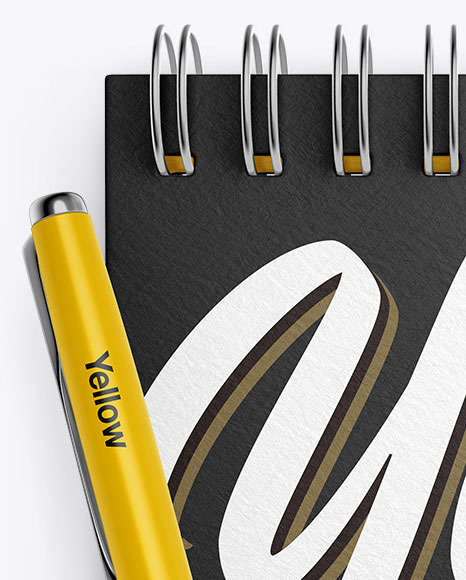 Textured Notebook Mockup With Pen