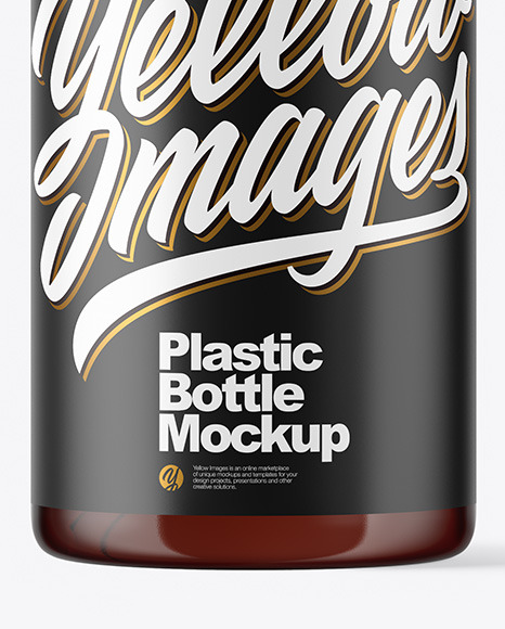 Amber Plastic Bottle with Pump Mockup