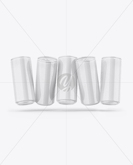 Five Glossy Cans Mockup