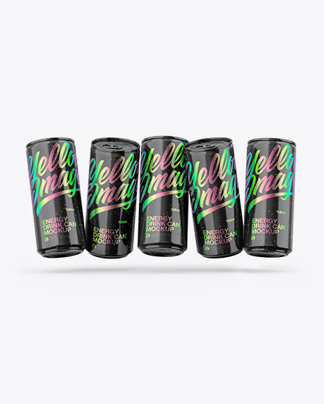 Five Glossy Cans Mockup