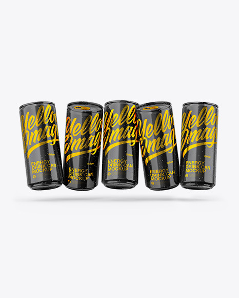 Five Glossy Cans Mockup