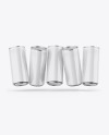 Five Metallic Cans W/ Glossy Finish Mockup Five Metallic Cans W/ Glossy Finish Mockup