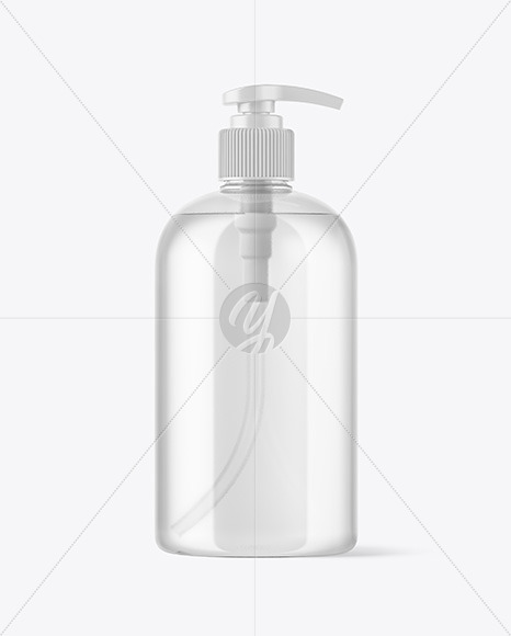 Clear Plastic Bottle with Pump Mockup