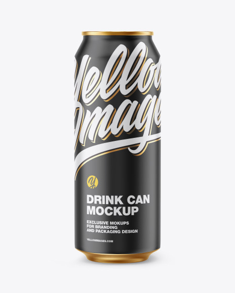 Metallic Drink Can w/ Matte Finish Mockup