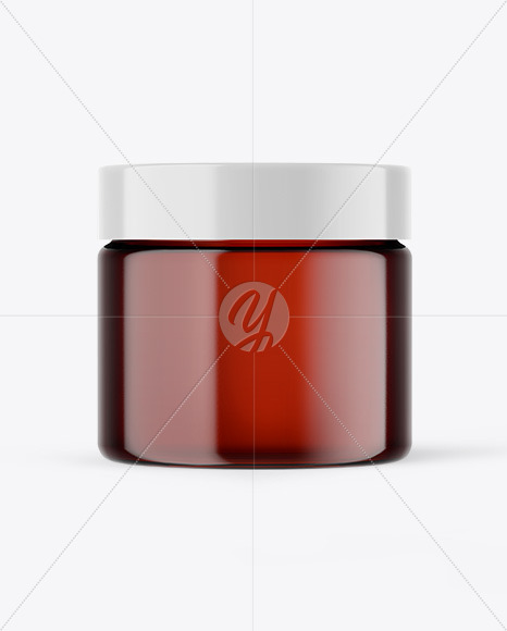 Dark Amber Glass Cream Jar Mockup