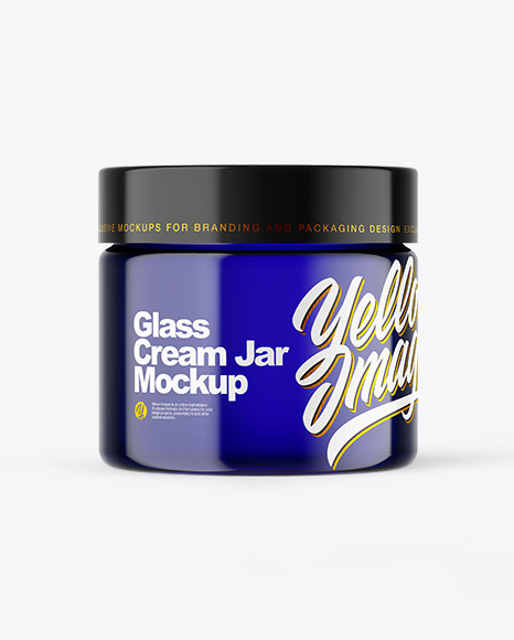 Blue Glass Cream Jar Mockup - Glass cosmetic jar mockup