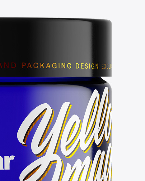 Blue Glass Cream Jar Mockup