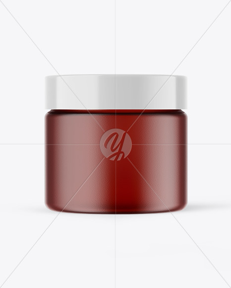 Frosted Amber Glass Cream Jar Mockup