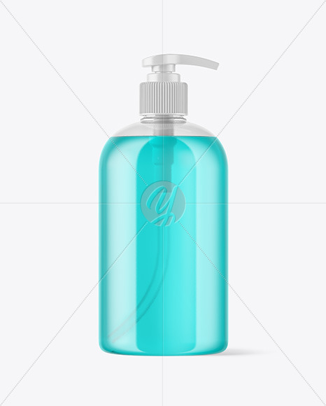 Clear Plastic Bottle with Pump Mockup