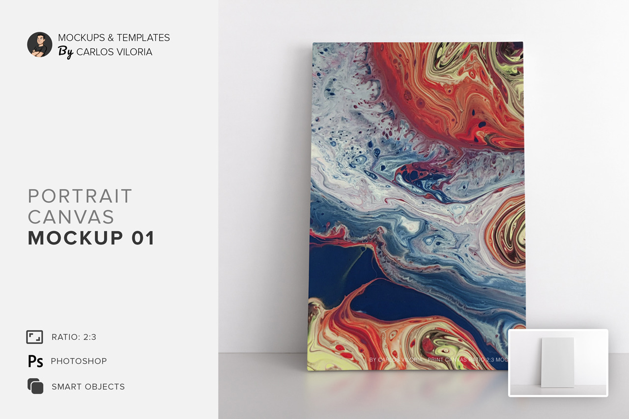 Portrait Canvas Ratio 2x3 Mockup 01