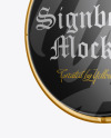 Glossy Metallic Round Signboard Mockup