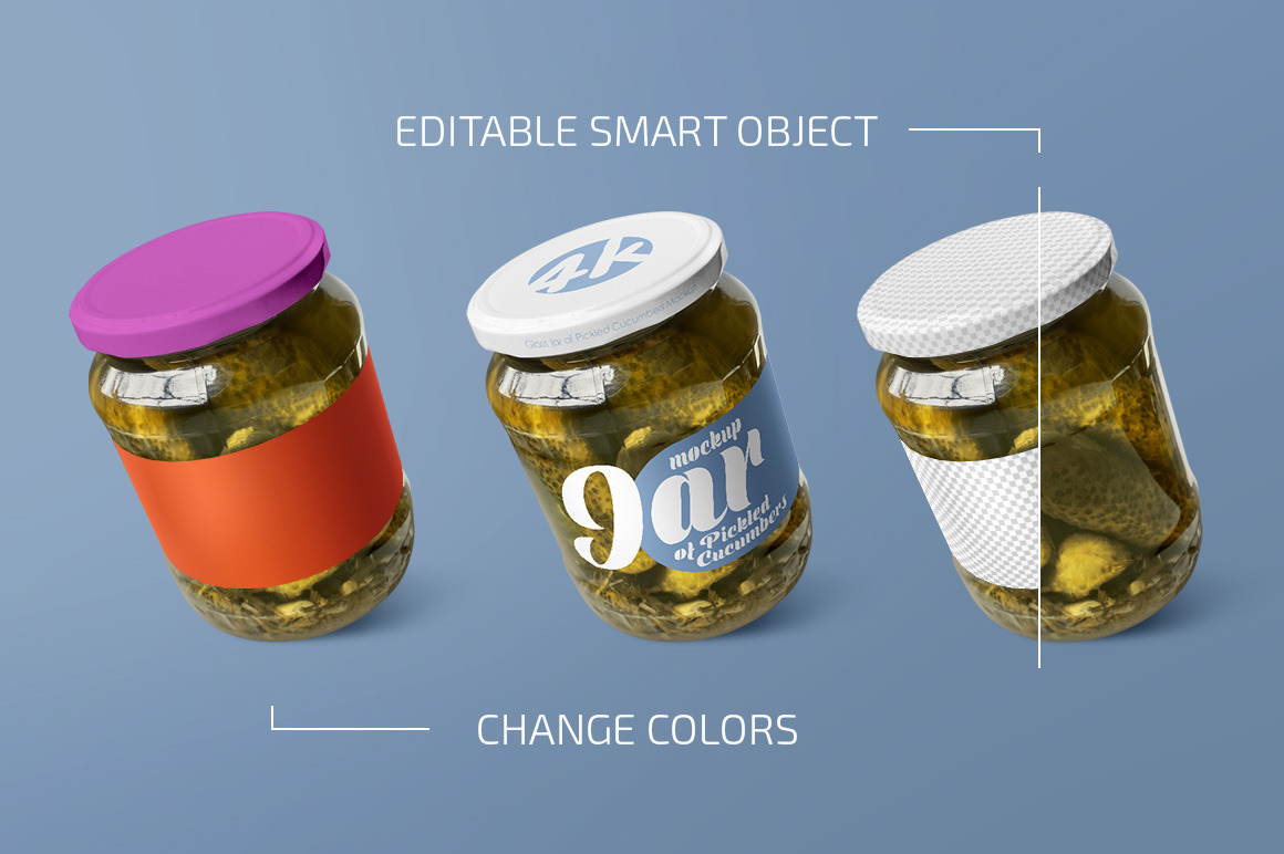 Glass Jar of Pickled Cucumbers Mockup Set Glass Jar of Pickled Cucumbers Mockup Set