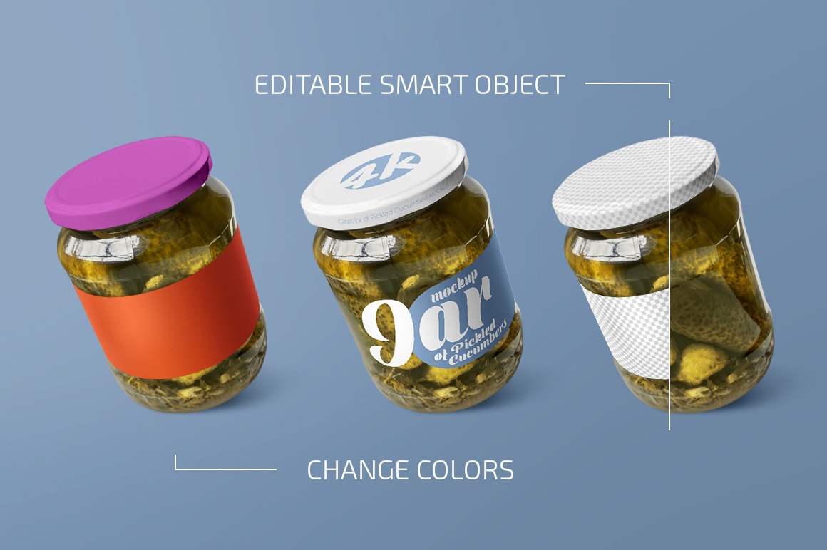 Glass Jar of Pickled Cucumbers Mockup Set