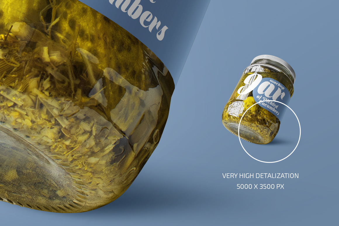 Glass Jar of Pickled Cucumbers Mockup Set Glass Jar of Pickled Cucumbers Mockup Set