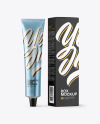 Metallic Cosmetic Tube with Box Mockup