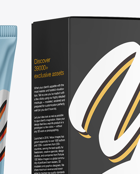 Metallic Cosmetic Tube with Box Mockup