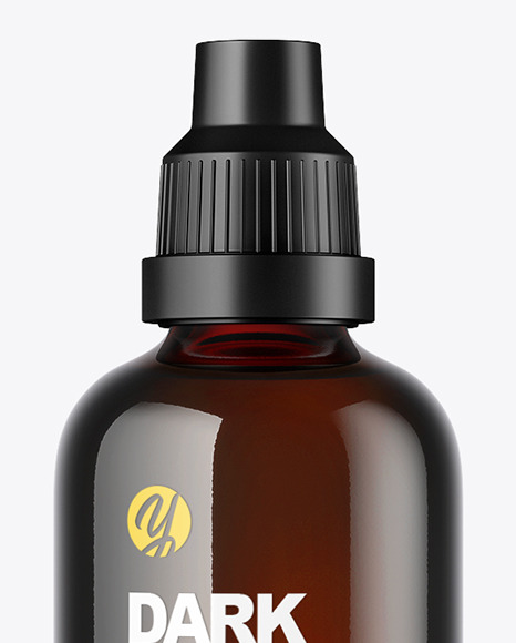 Dark Amber Glass Bottle Mockup