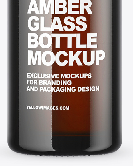 Dark Amber Glass Bottle Mockup