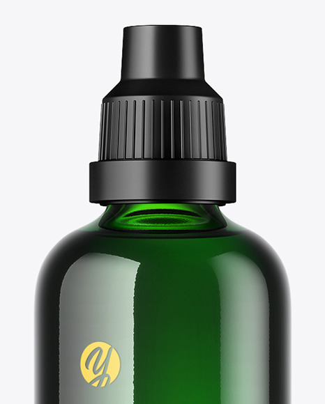 Green Glass Bottle Mockup