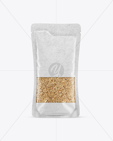 Kraft Food Bag With Grain Oats Mockup