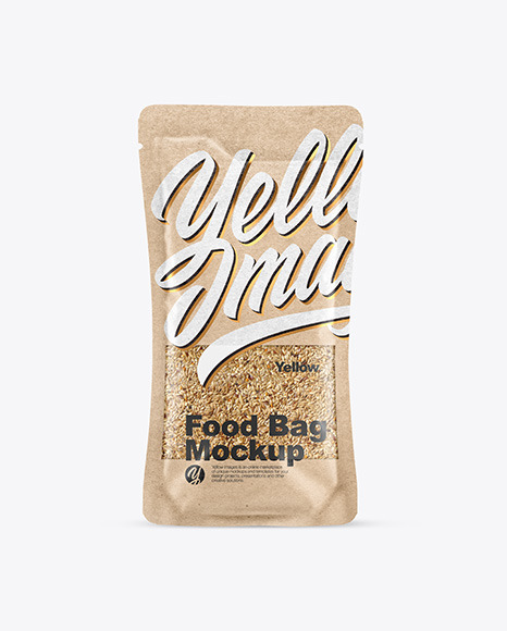 Kraft Food Bag With Grain Oats Mockup