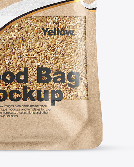 Kraft Food Bag With Grain Oats Mockup