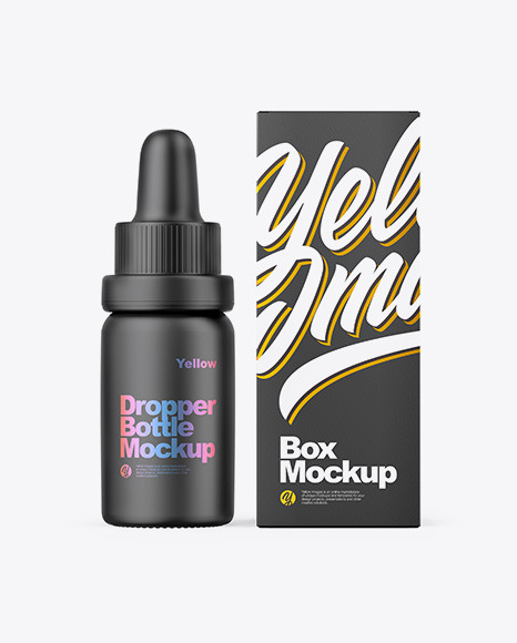 Matte Dropper Bottle W/ Paper Box Mockup