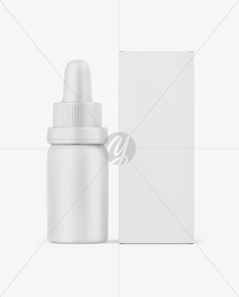 Matte Dropper Bottle W/ Paper Box Mockup