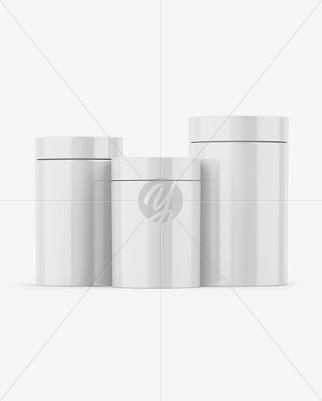 Three Glossy Jars Mockup