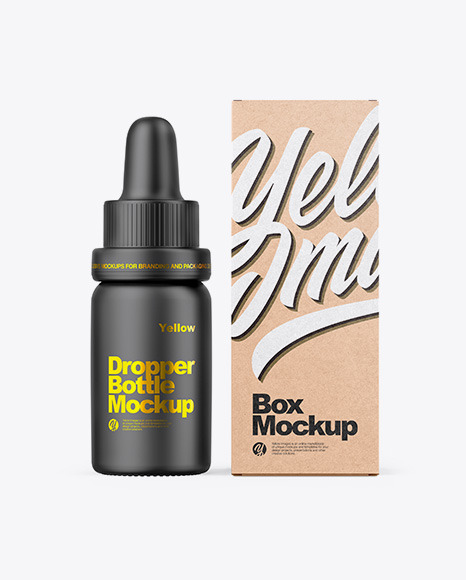 Matte Dropper Bottle W/ Kraft Box Mockup Matte Dropper Bottle W/ Kraft Box Mockup