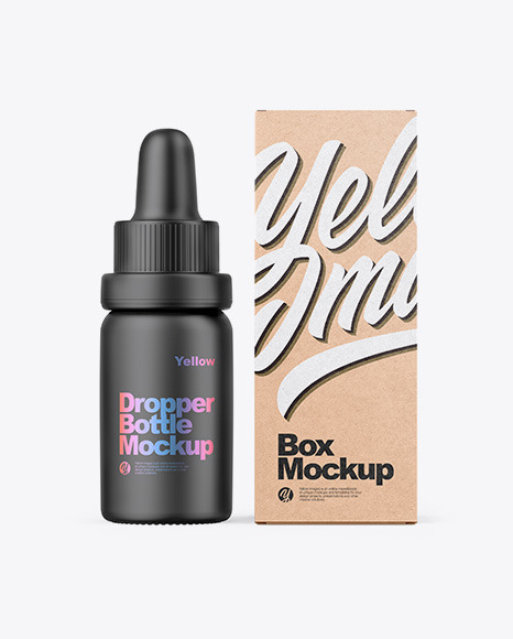 Matte Dropper Bottle W/ Kraft Box Mockup Matte Dropper Bottle W/ Kraft Box Mockup