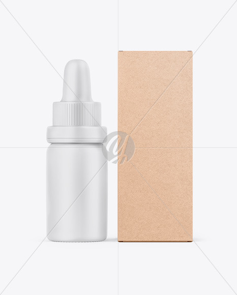 Matte Dropper Bottle W/ Kraft Box Mockup Matte Dropper Bottle W/ Kraft Box Mockup
