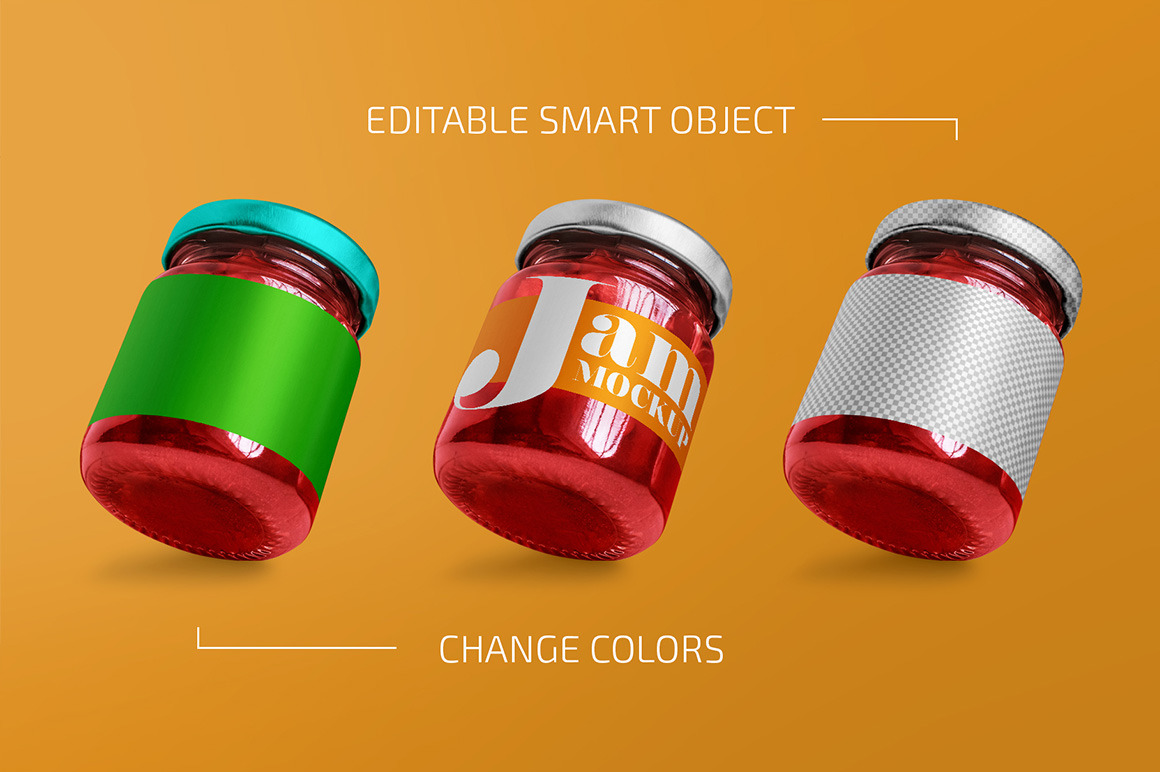 Glass Jar with Jam Mockup Set Glass Jar with Jam Mockup Set