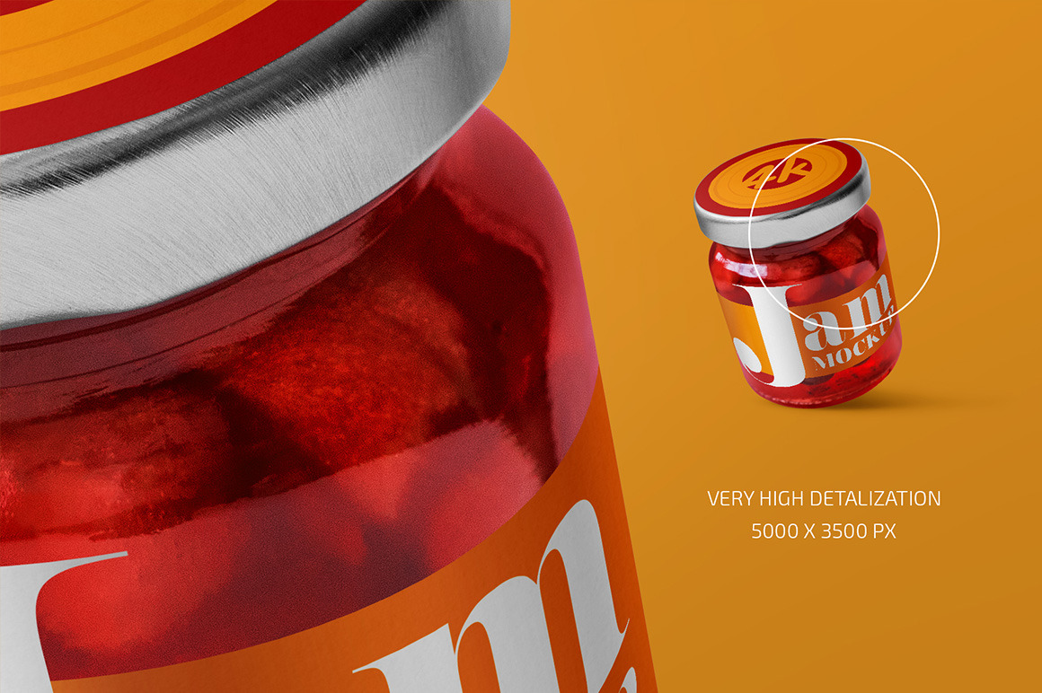 Glass Jar with Jam Mockup Set Glass Jar with Jam Mockup Set