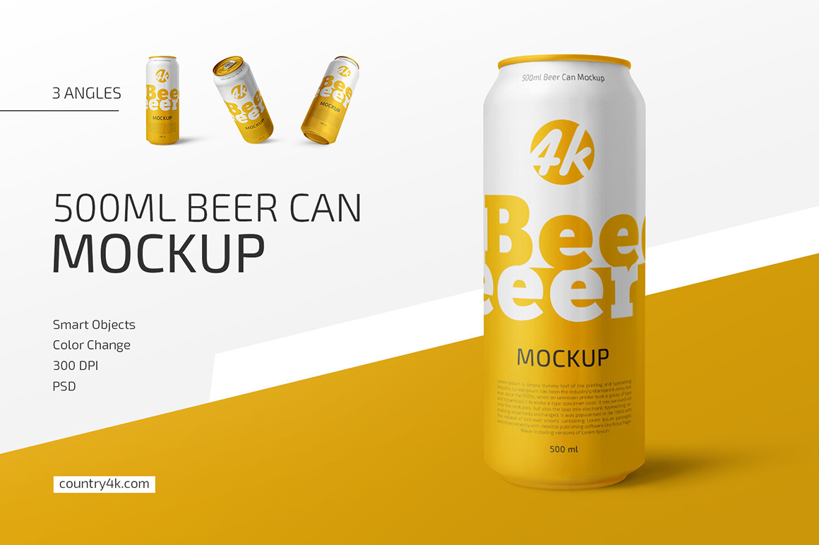 500ml Beer Can Mockup Set 500ml Beer Can Mockup Set