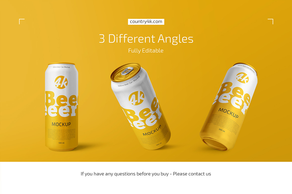 500ml Beer Can Mockup Set 500ml Beer Can Mockup Set