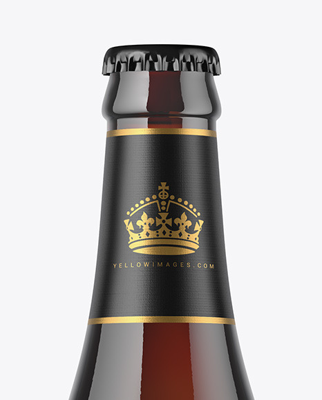 Dark Amber Beer Bottle Mockup