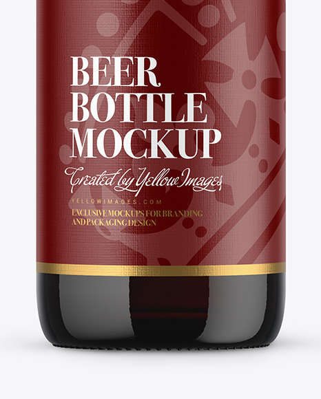 Dark Amber Beer Bottle Mockup