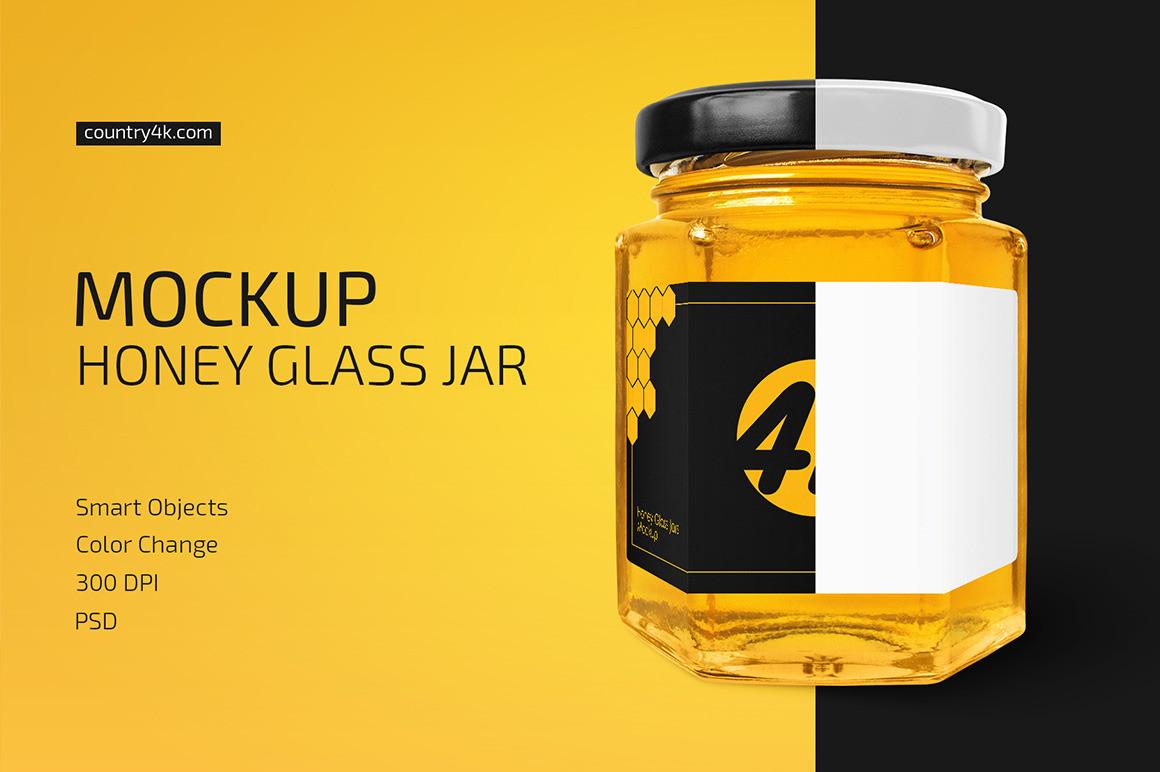 Honey Glass Jar Mockup Honey Glass Jar Mockup