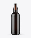 Amber Bottle With Dark Beer Mockup