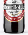 Amber Bottle With Dark Beer Mockup